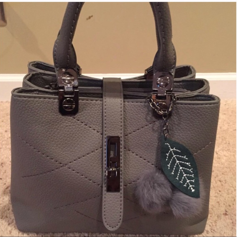 Grey Vintage PU Leather Handbag